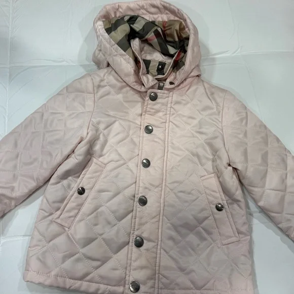 Burberry Light Pink Quilted Kids Puffer Jacket - Picture 2 of 7